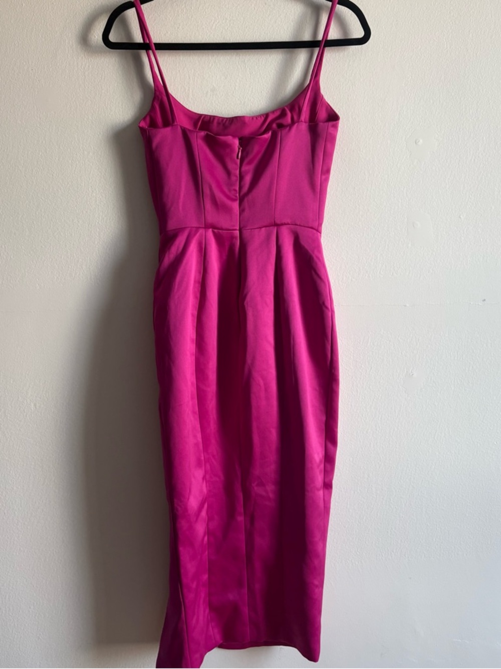 House Of CB Sz XS Casimira Corset Hot Pink Satin Midi Dress - Picture 5 of 15